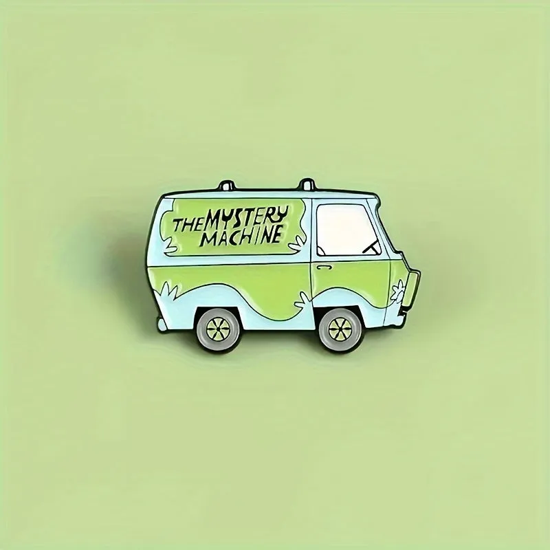 Green Van Cartoon Brooch  Fun Badge for Clothing Jewelry