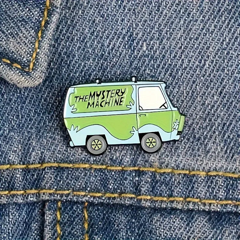 Green Van Cartoon Brooch  Fun Badge for Clothing Jewelry