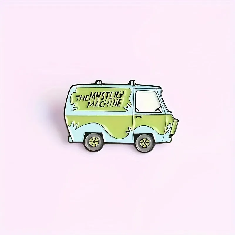 Green Van Cartoon Brooch  Fun Badge for Clothing Jewelry