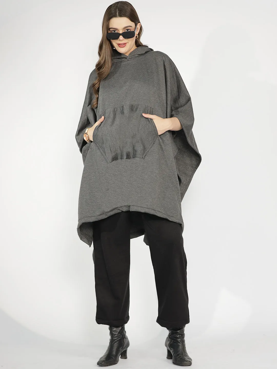 Grey Poncho Hoodie