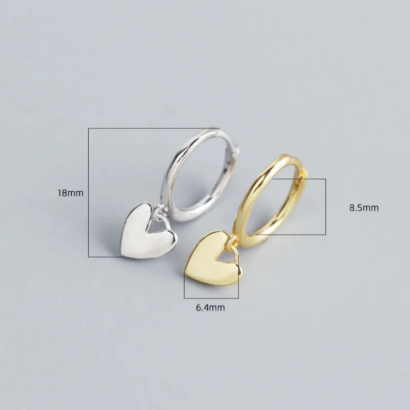 Handmade Minimalist Love Heart Charm Hoop Earrings