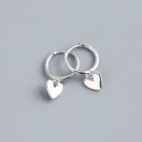 Handmade Minimalist Love Heart Charm Hoop Earrings