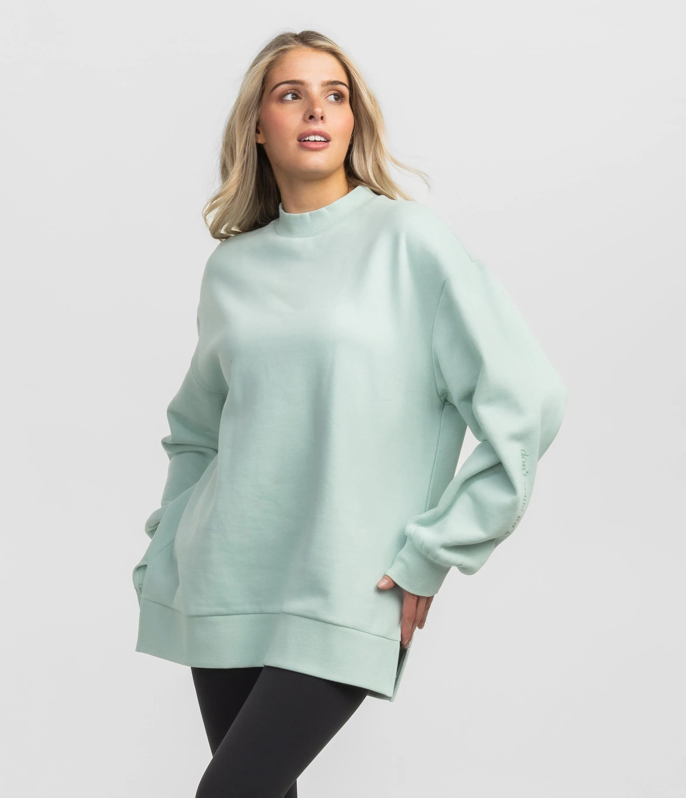 Happy Thoughts Puff Print Sweatshirt - Cool Mint