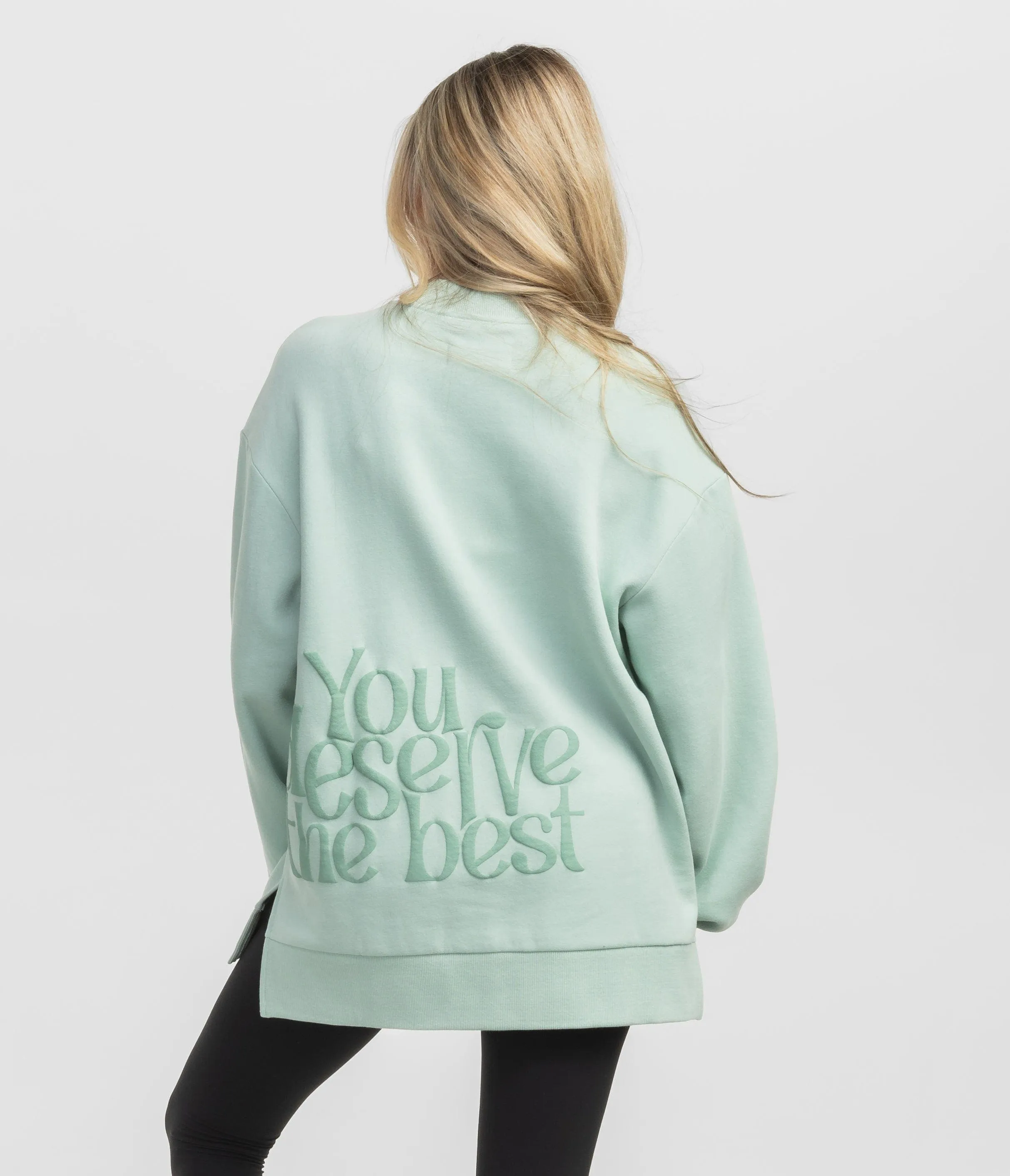 Happy Thoughts Puff Print Sweatshirt - Cool Mint