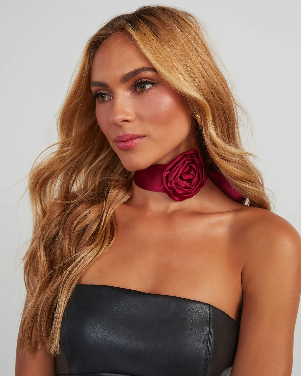 Hearts Aflame Rosette Satin Scarf