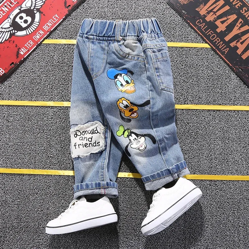 High Quality Kids Mickey Mouse Fashion Ripped Jeans Clothes Spring Autumn Baby Boys Girls Jeans Denim Pants Children Trousers S4676963