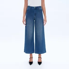 HIGH RISE WIDE LEG FLARE JEANS WITH FINISHED HEM BYW8114