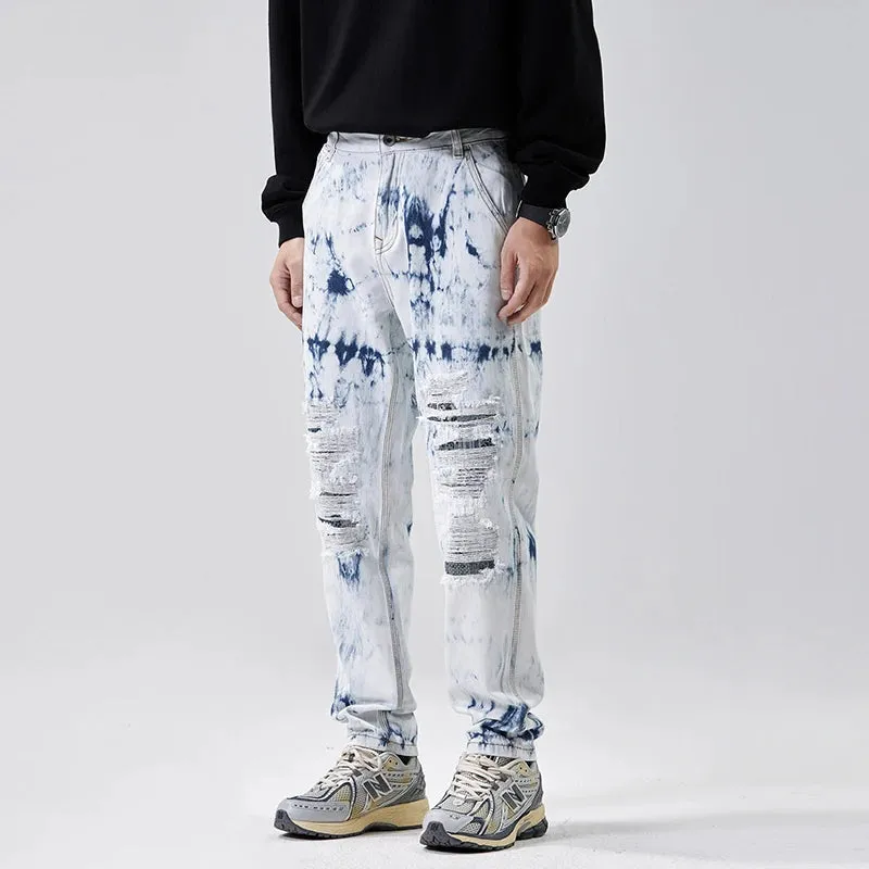 Hole & Patch Loose Washed Denim Jeans