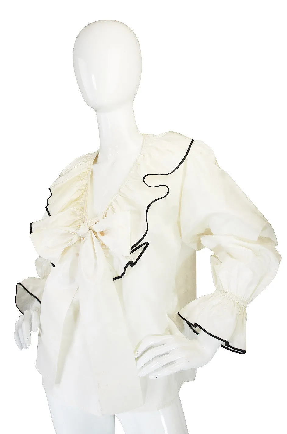 Iconic 1970s Yves Saint Laurent Silk Russian Top