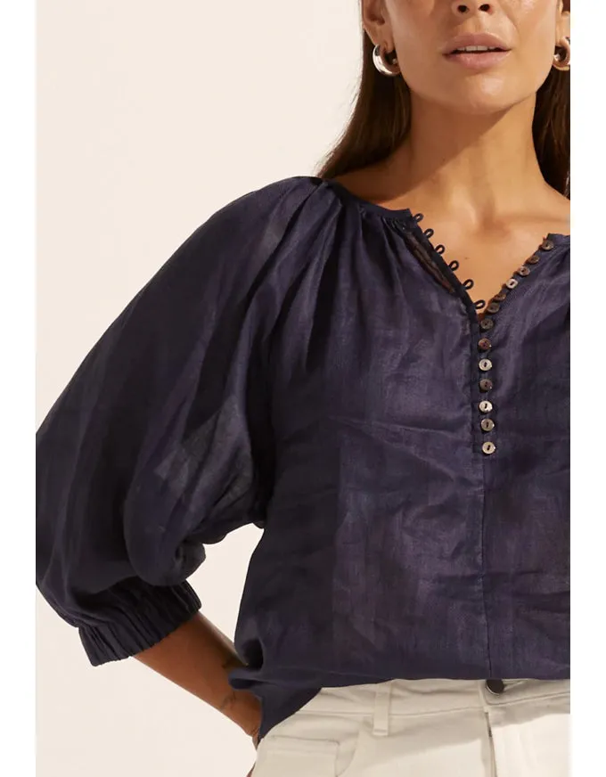 Imbue Top Indigo Ramie