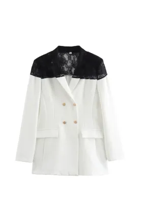 'Imogen' Lace Patchwork Commuter Long Sleeve Blazer