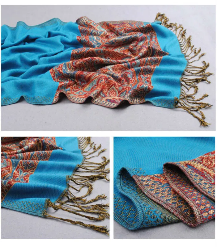 India hot sale new air conditioning room warm winter women shawl chaddar pashmina national wind cashew spend