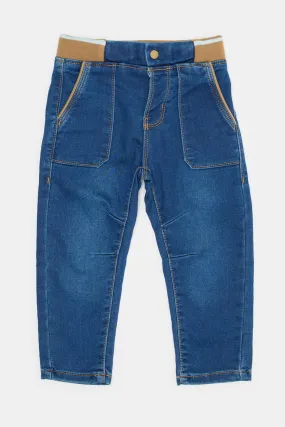 Infant Boys Navy Pull On Jeans