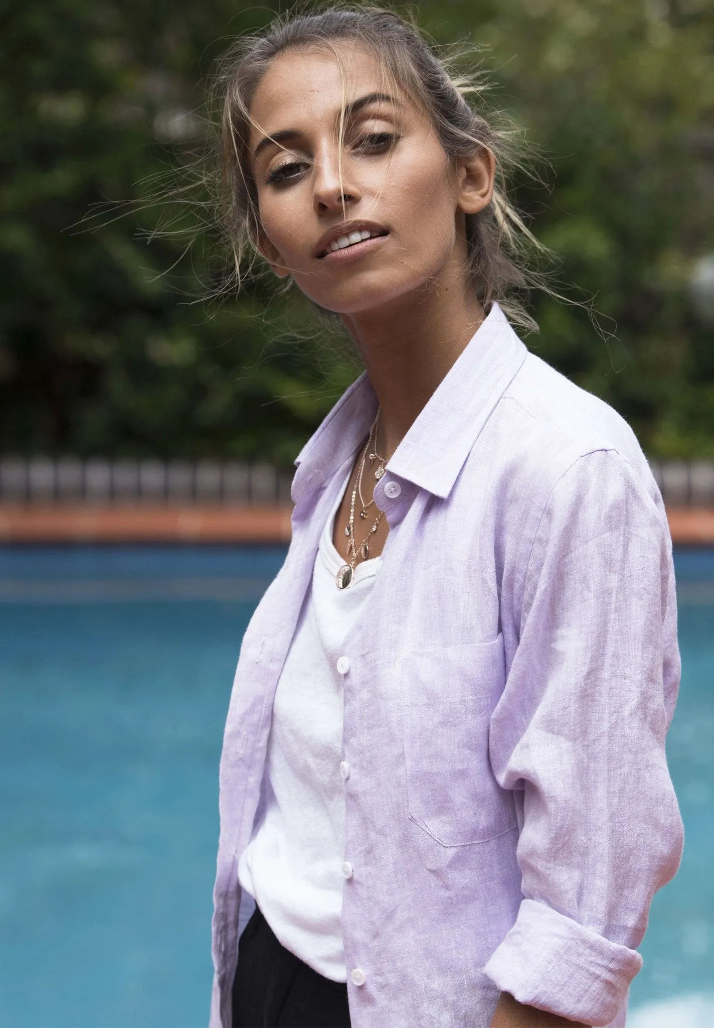 Iris Lilac Relaxed Fit Linen Shirt