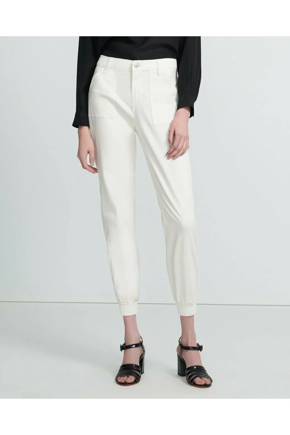 J Brand Arkin Zip Ankle Jogger - Angel White