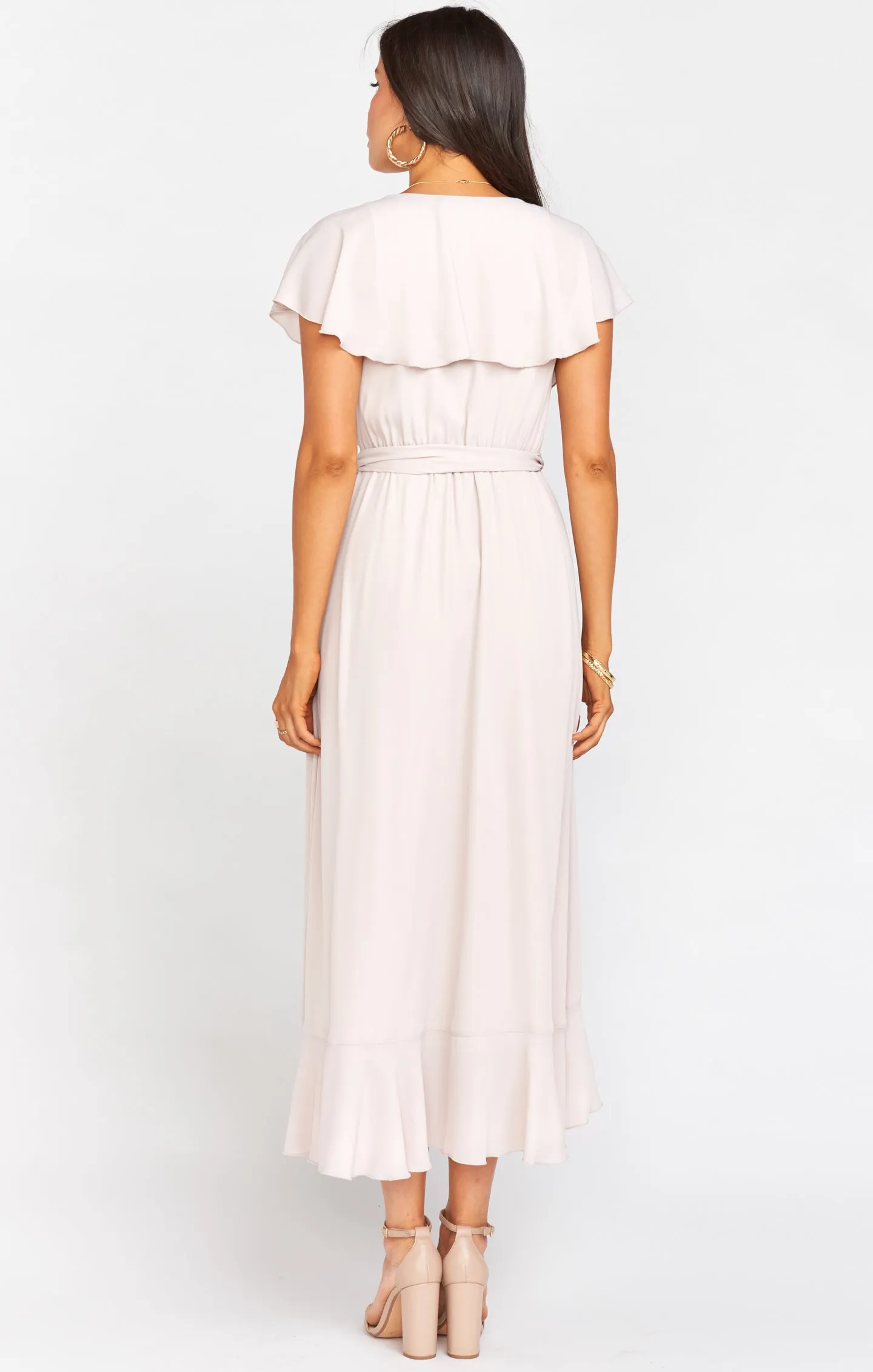 Jess Ruffle Midi Dress ~ Show Me the Ring Crisp