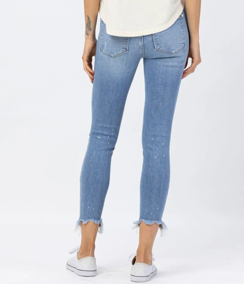 Judy Blue Bleach Splash Shark Bite Skinny Denim Jeans