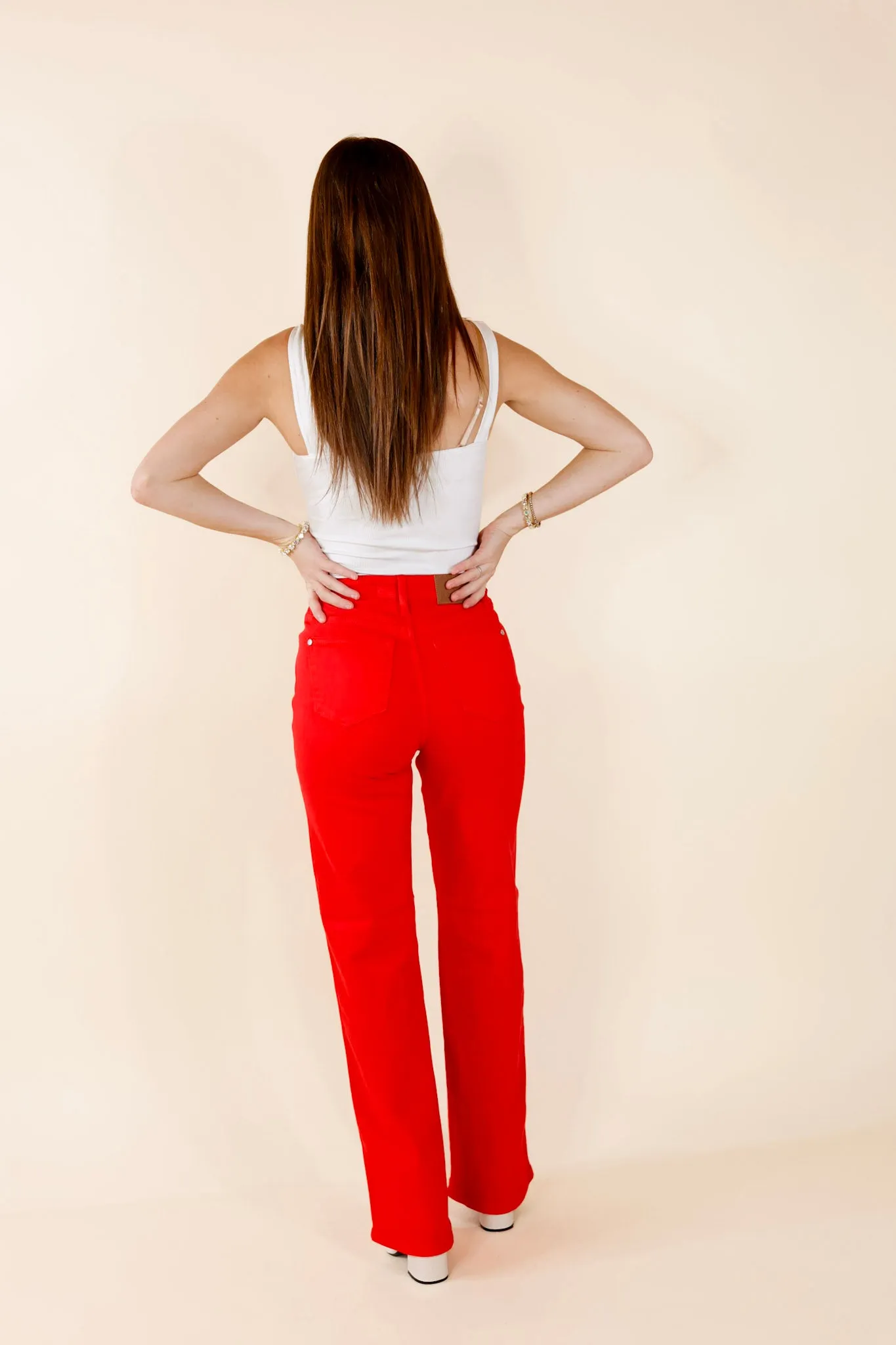 Judy Blue | For The Record Garment Dyed 90's Straight Leg Jeans in Red (Lots of Sizes)