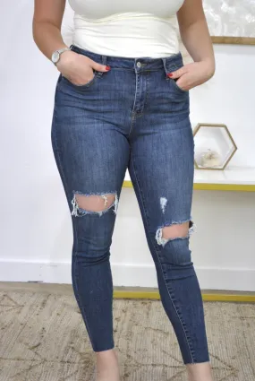 Judy Blue Full Size Destroyed Knee High Waist Skinny Jeans