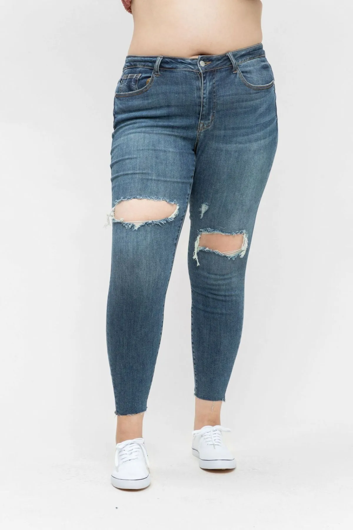 Judy Blue Full Size Destroyed Knee High Waist Skinny Jeans