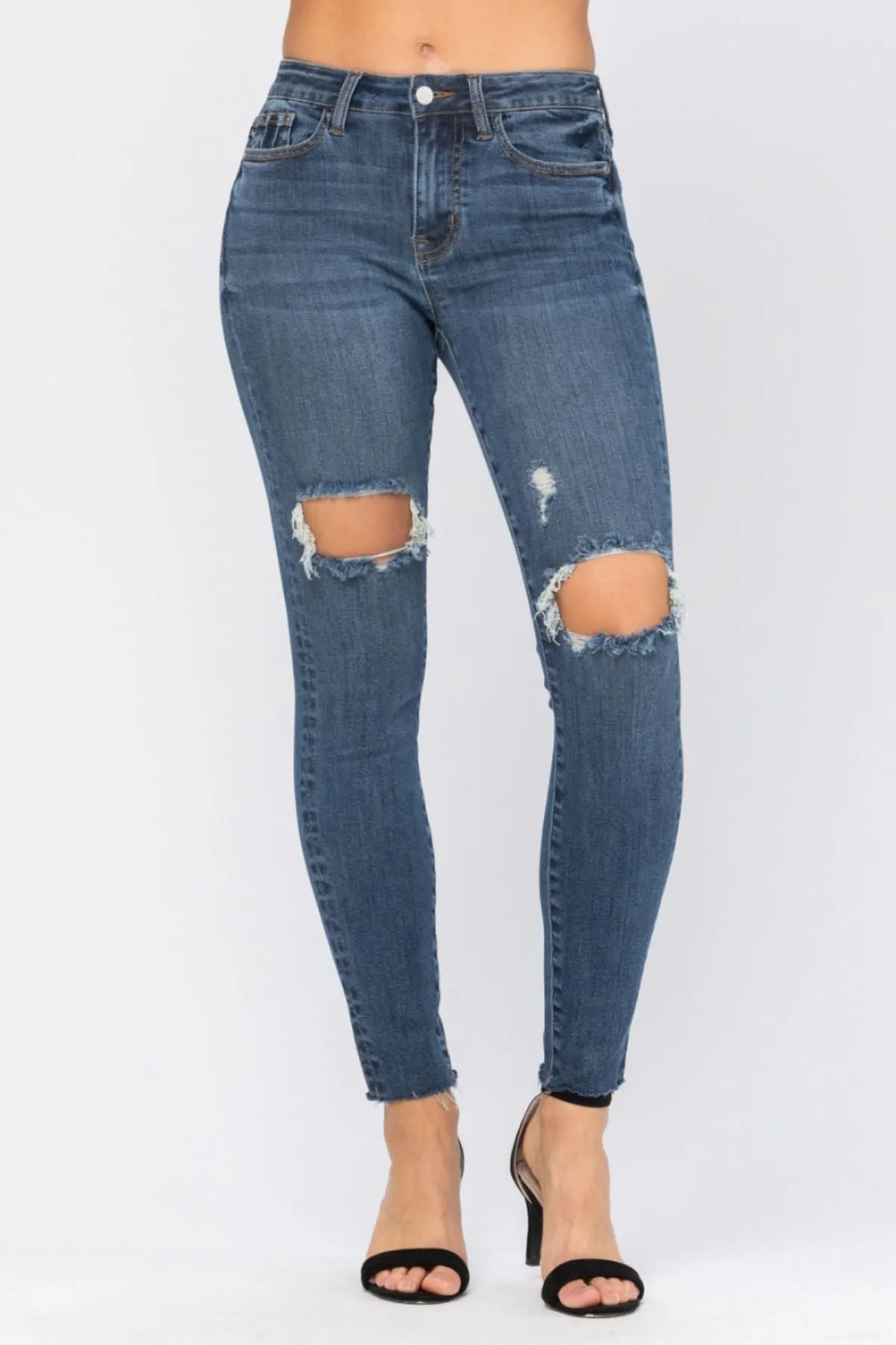 Judy Blue Full Size Destroyed Knee High Waist Skinny Jeans