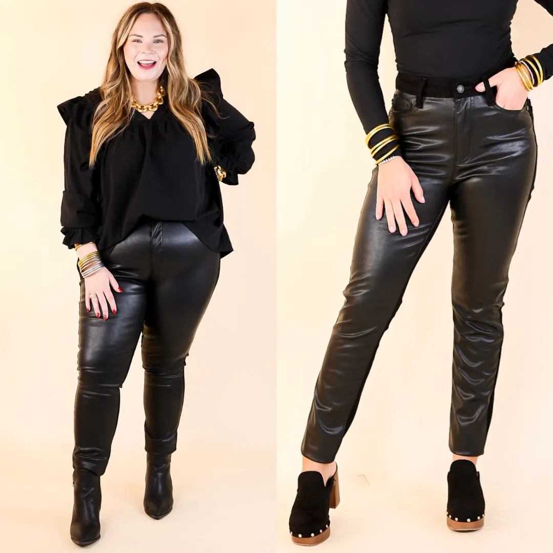 Judy Blue | The Best of Both High Waisted Faux Leather and Denim Skinny Jean in Black