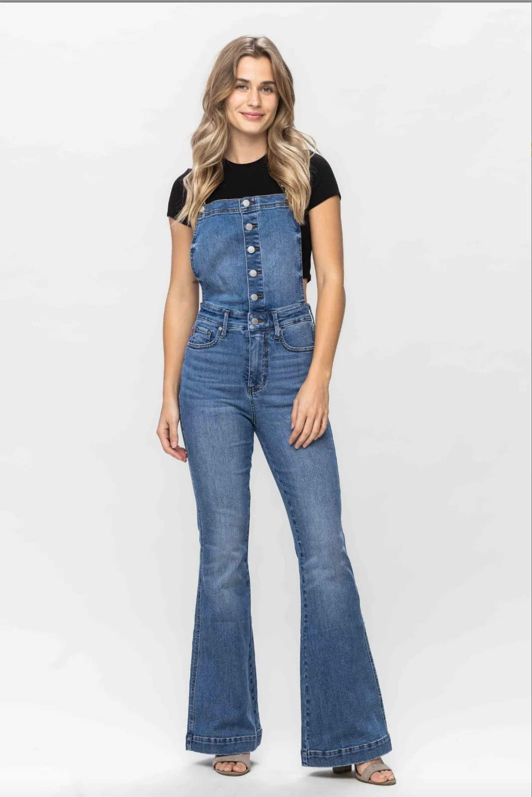 Judy Blue Tummy Control Overall Flare Jeans