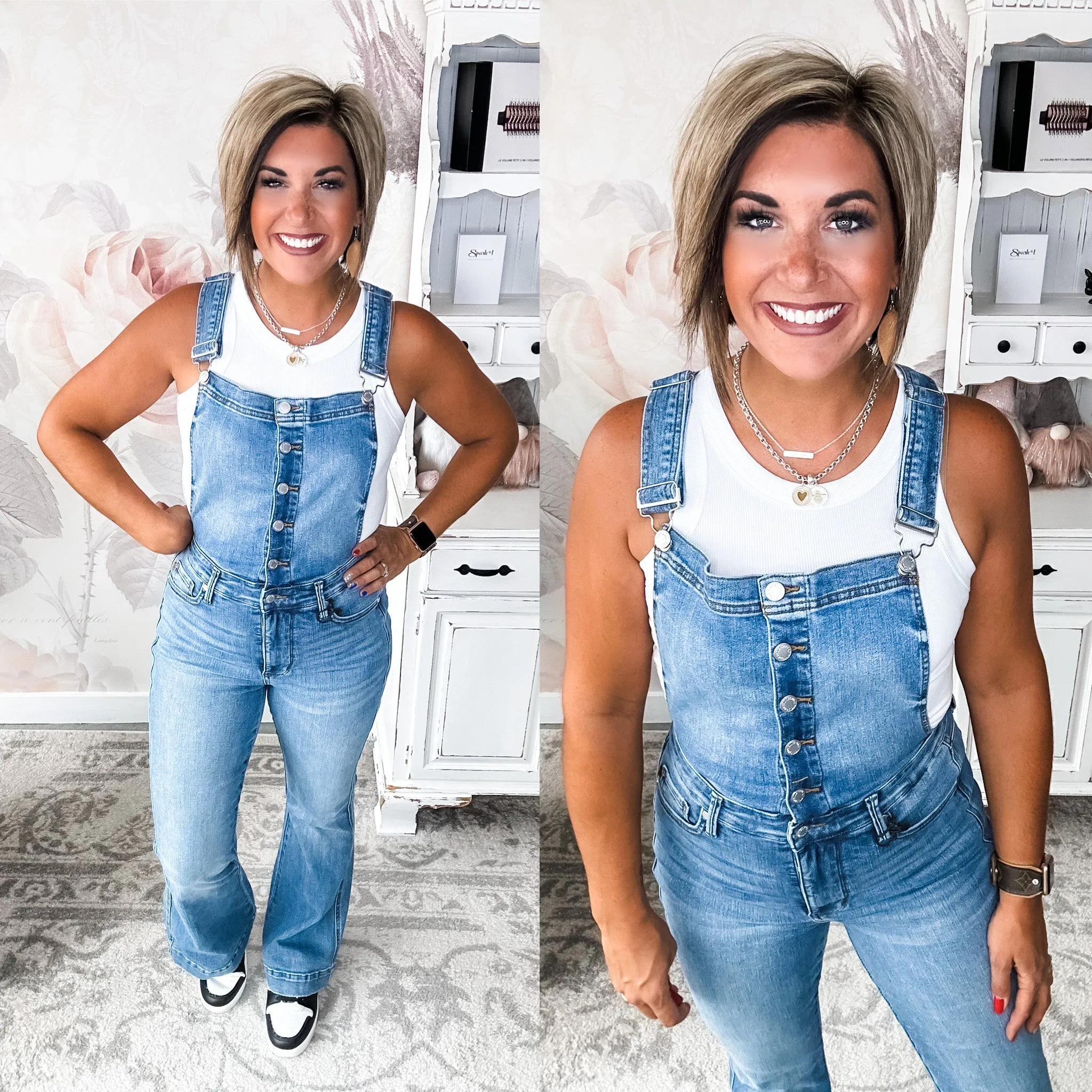 Judy Blue Tummy Control Overall Flare Jeans