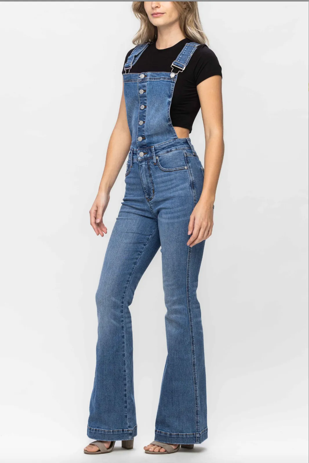 Judy Blue Tummy Control Overall Flare Jeans