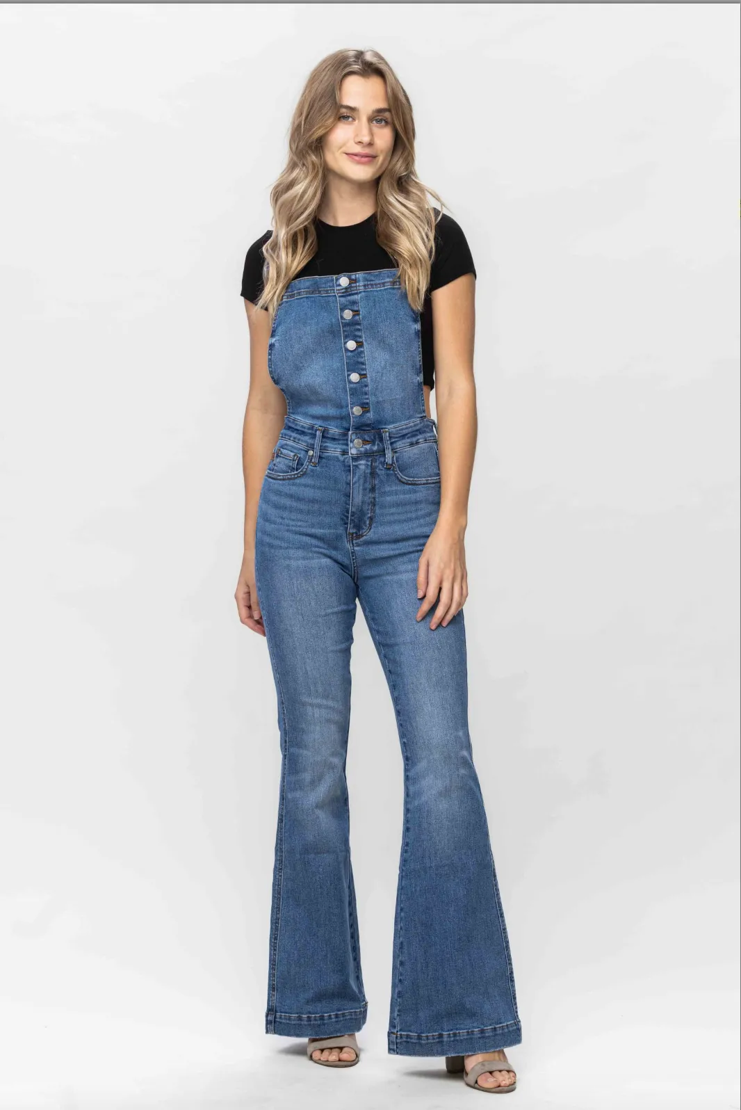 Judy Blue Tummy Control Overall Flare Jeans