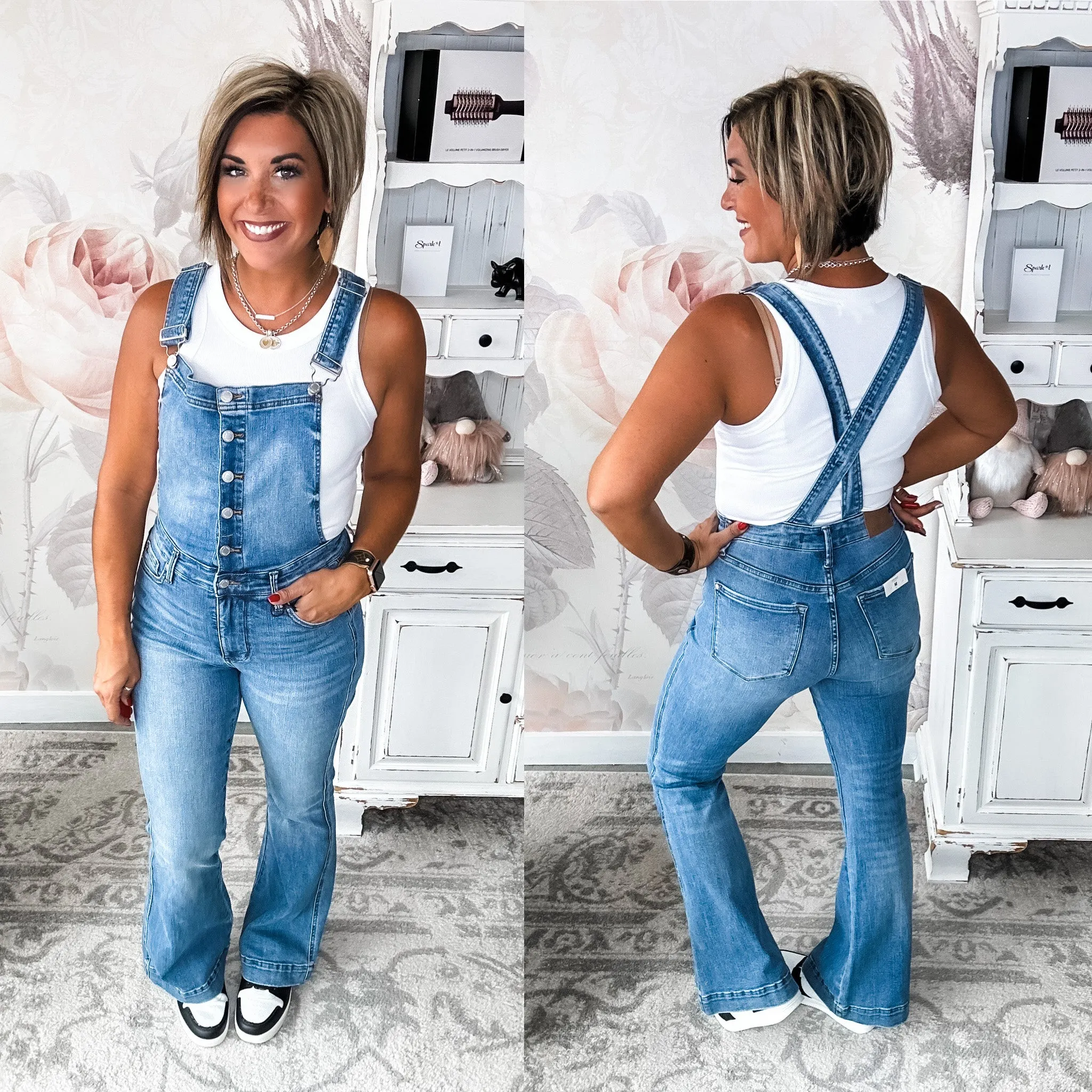 Judy Blue Tummy Control Overall Flare Jeans