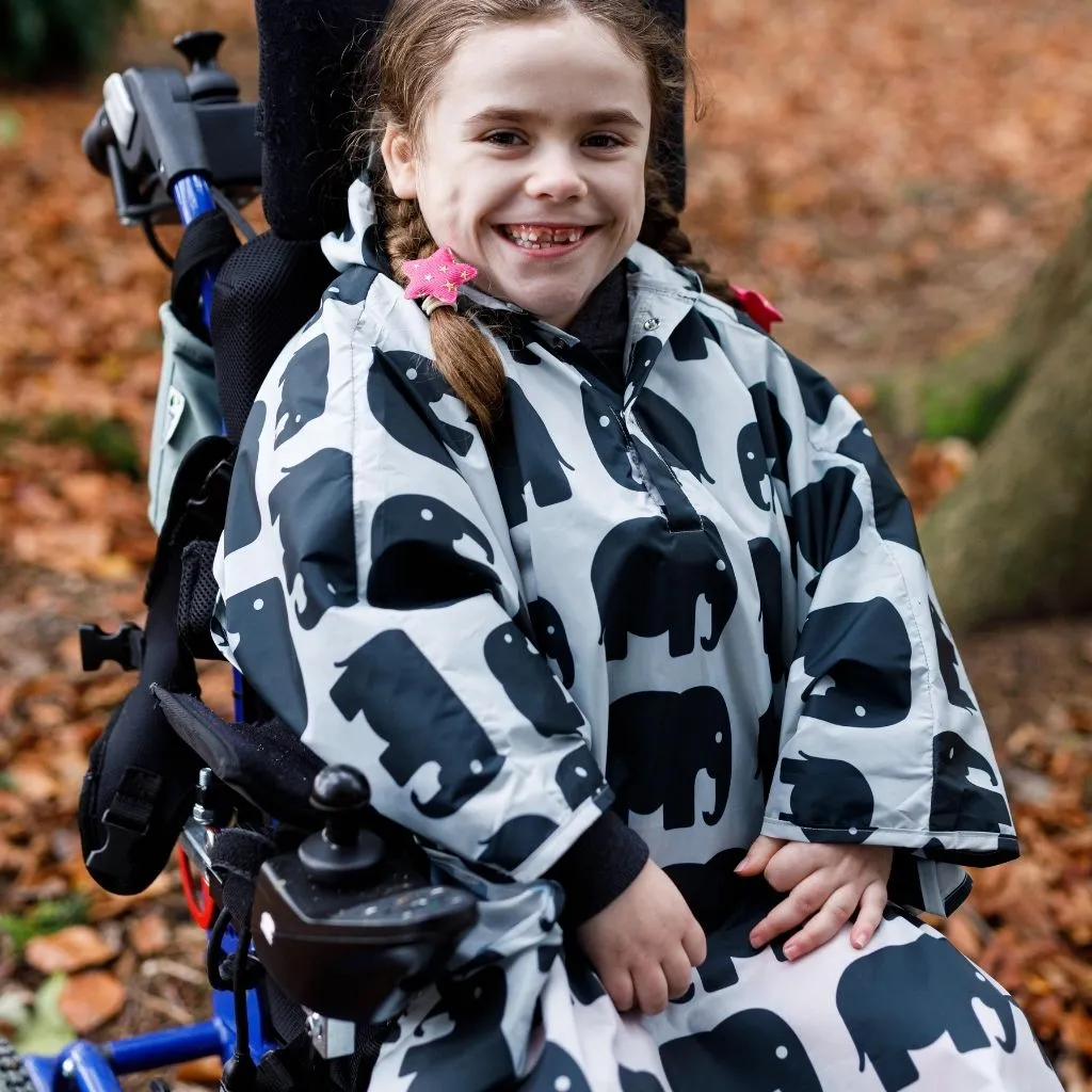 Kids Wheelchair Poncho - GREY ELEPHANT