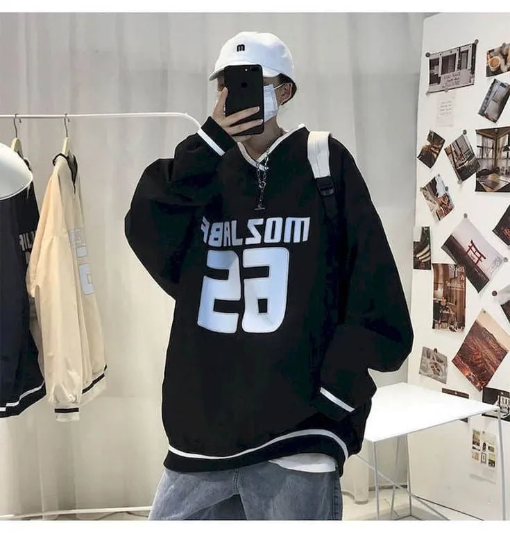 Korean Fashion Style Streetwear Y2K Printed Autumn Drop Shoulder Oversize Casual Wear Sweatshirt For Men Women