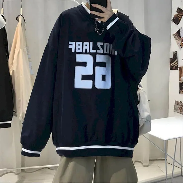 Korean Fashion Style Streetwear Y2K Printed Autumn Drop Shoulder Oversize Casual Wear Sweatshirt For Men Women