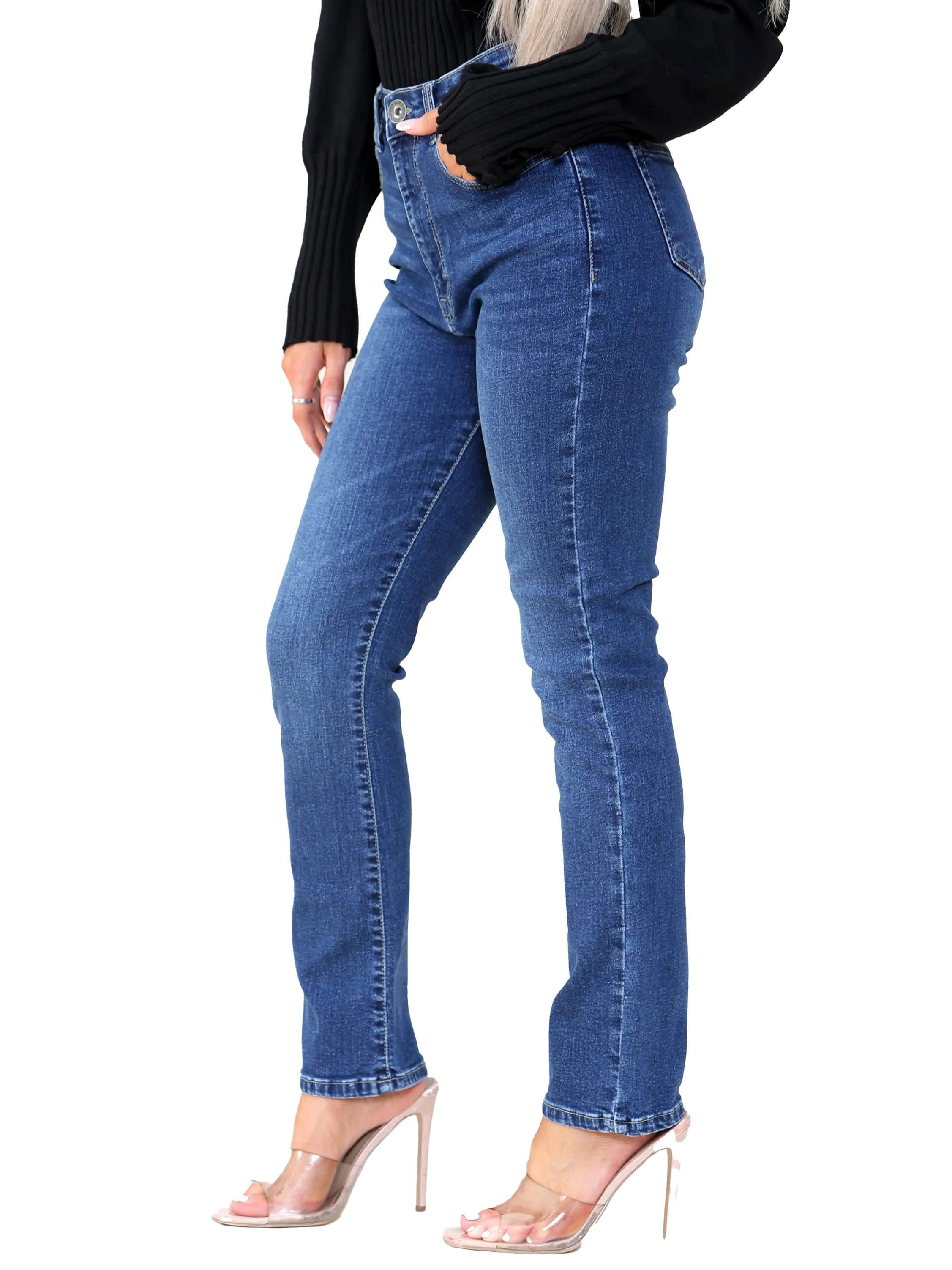 Kruze | Womens Straight Slim Denim Jeans