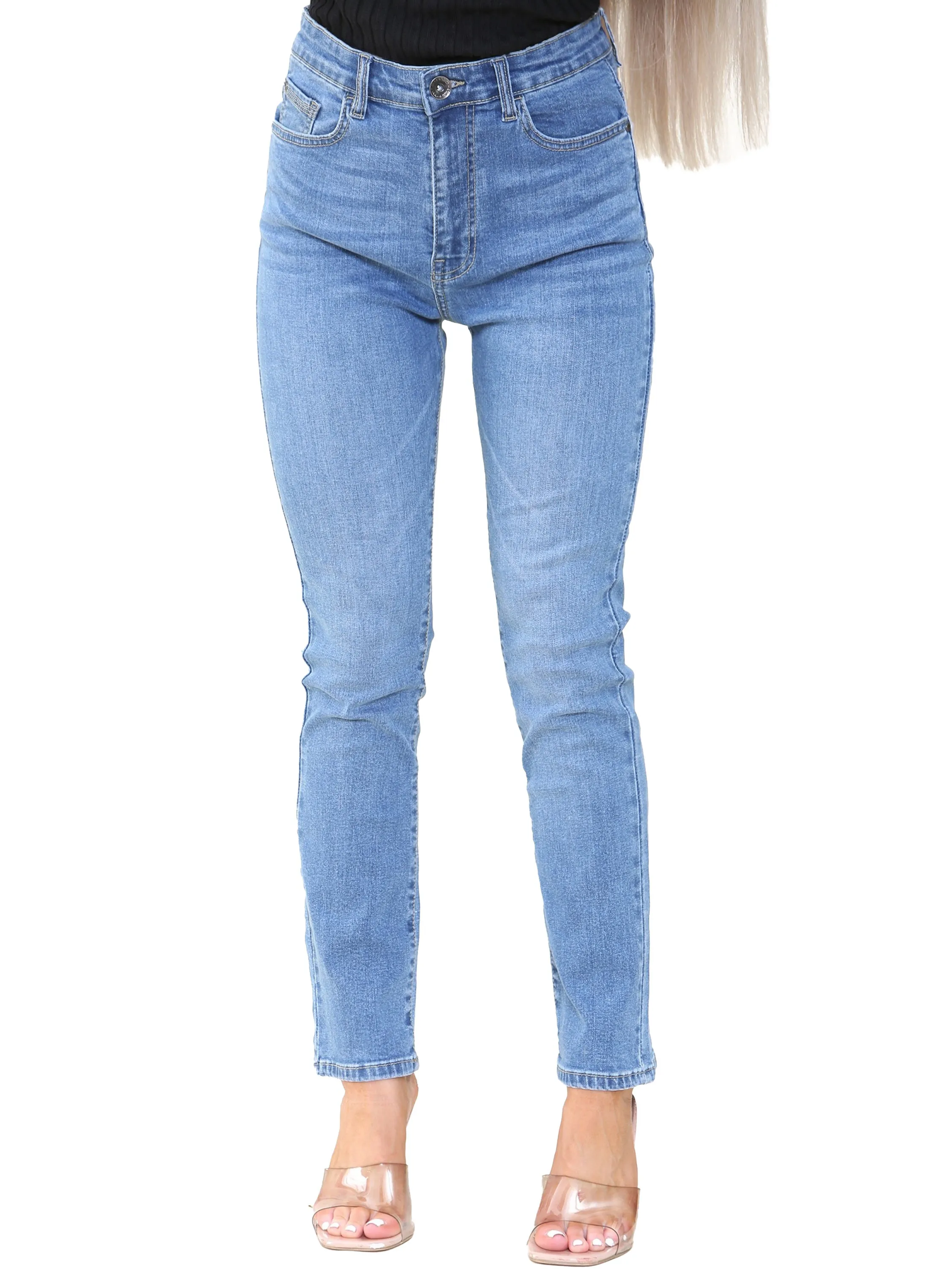 Kruze | Womens Straight Slim Denim Jeans