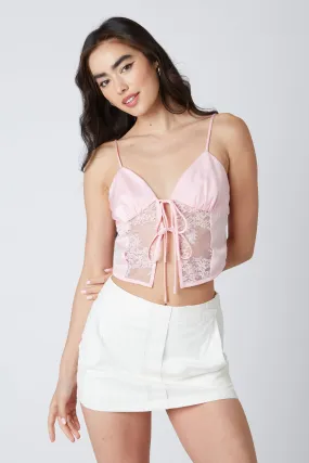 Lace Panel Satin Top