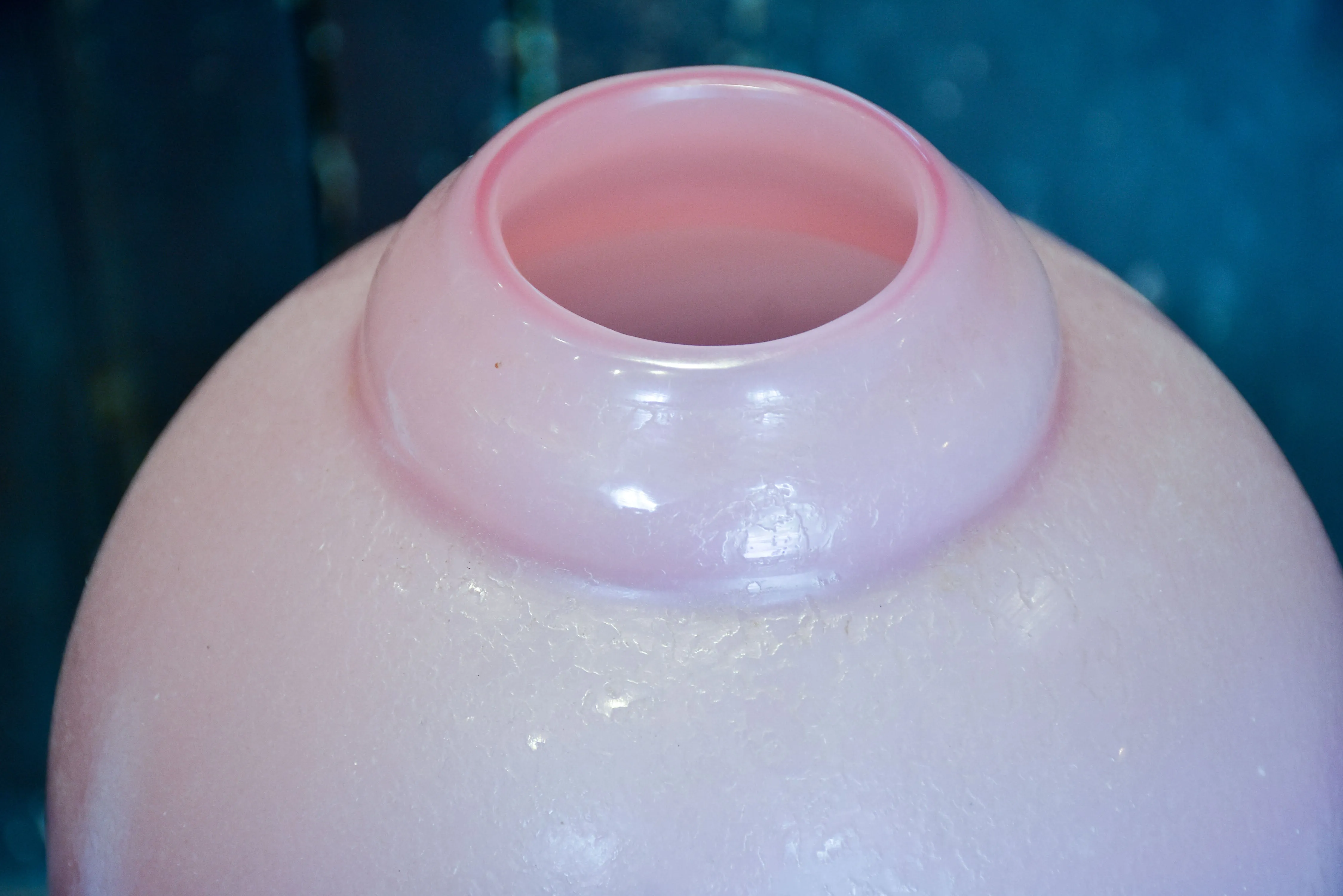 Large pink glass mid-century vase