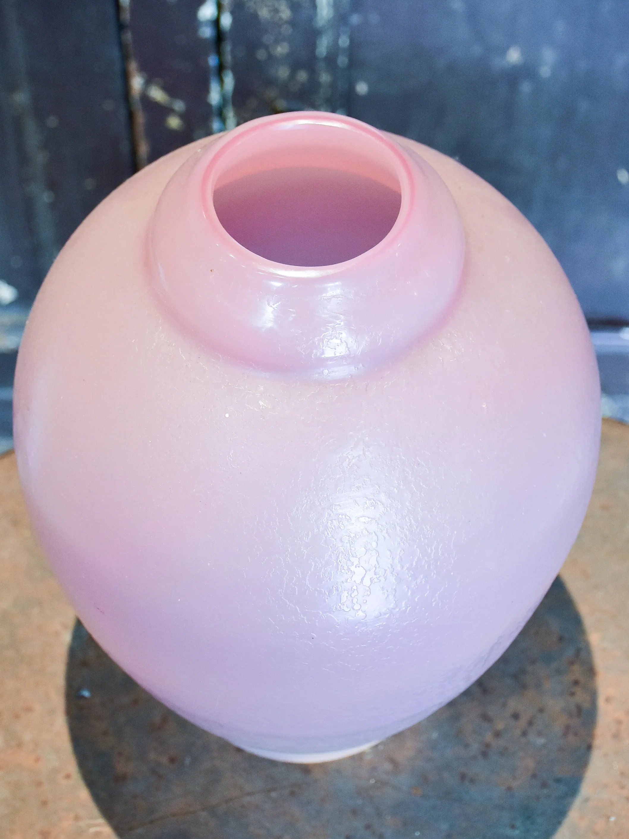 Large pink glass mid-century vase