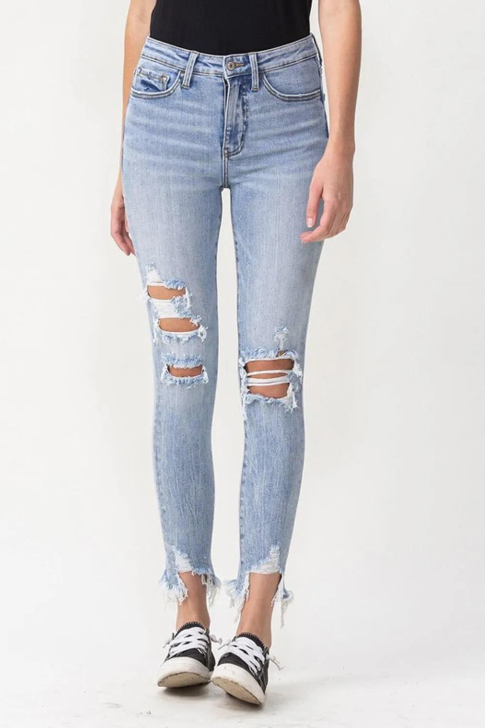 Lauren Distressed High Rise Skinny Jeans