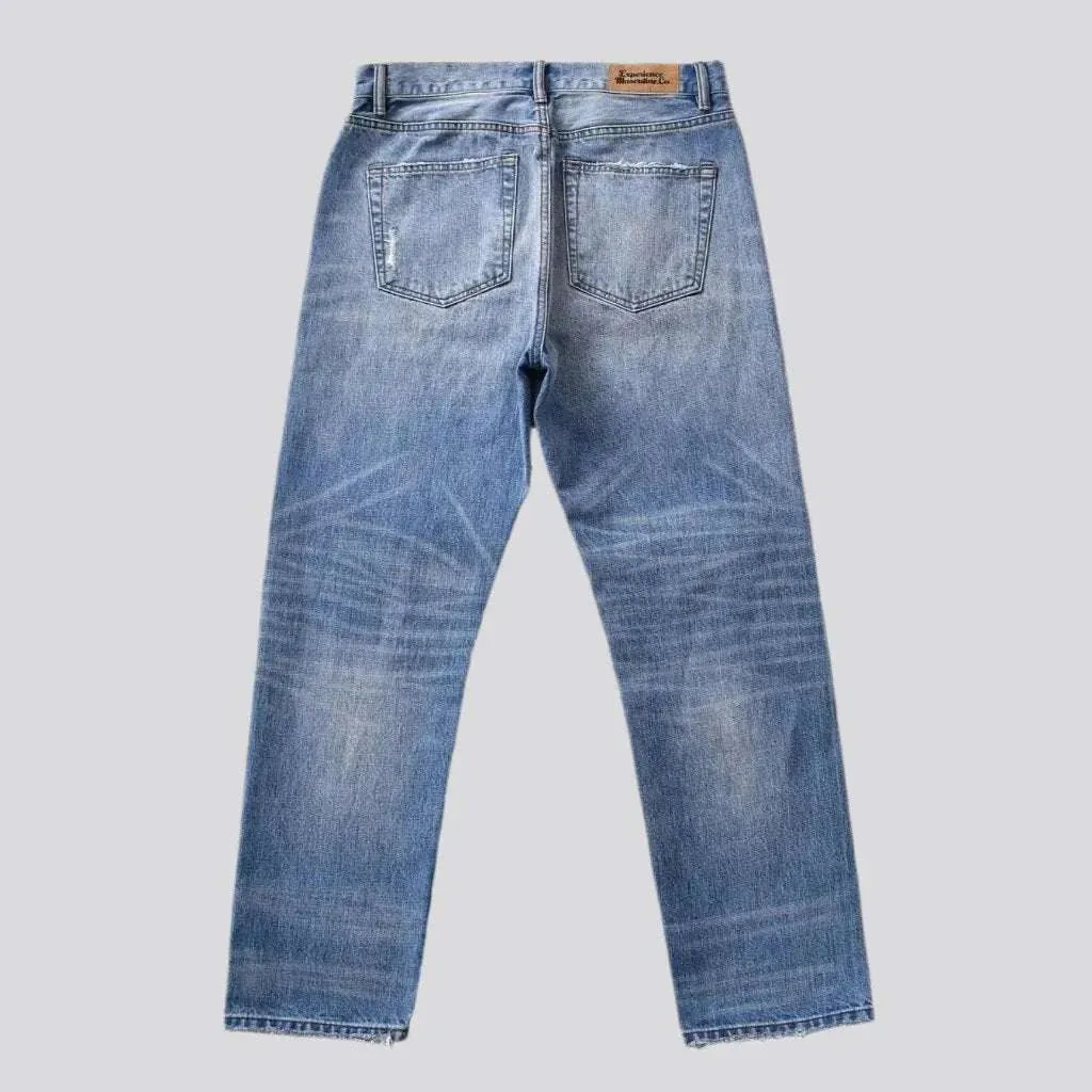 Light wash men's self-edge jeans