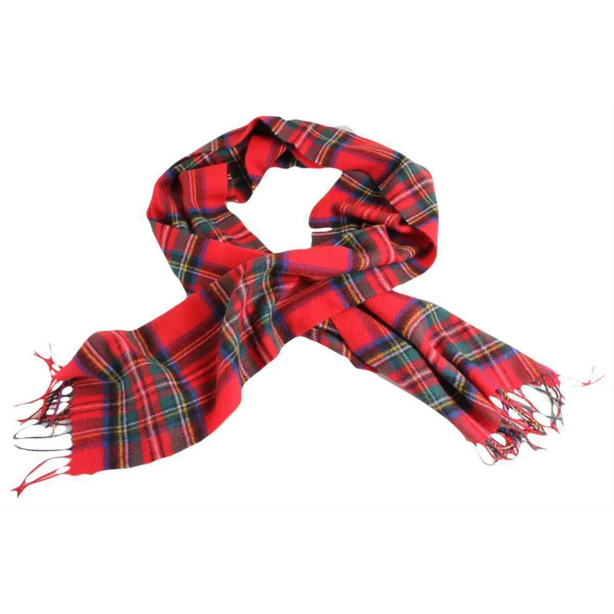 Locharron of Scotland Stewart Royal Modern Large Lambwool Scarf - Red/Navy/Yellow