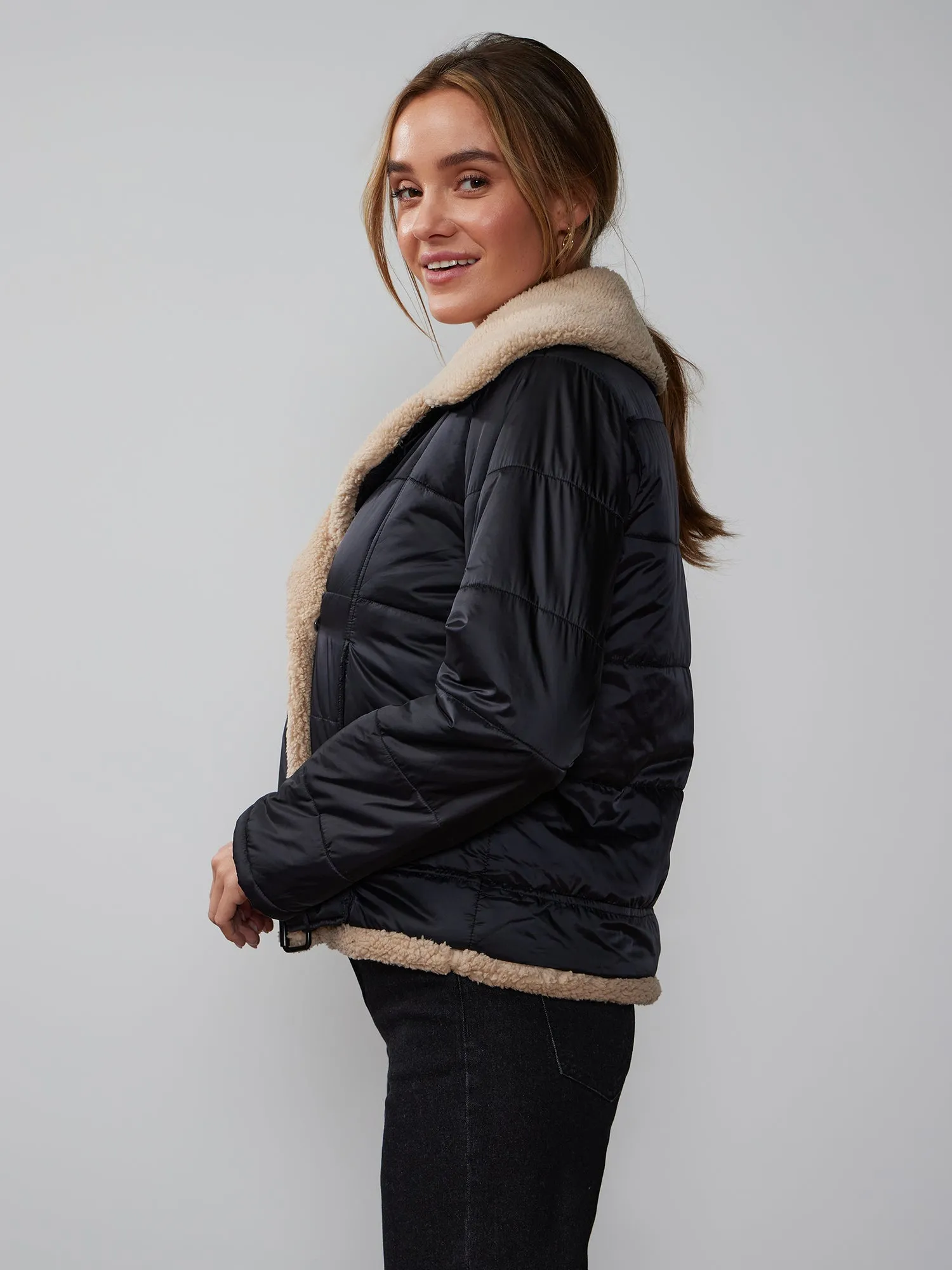 Long Sleeve Sherpa Puffer Jacket