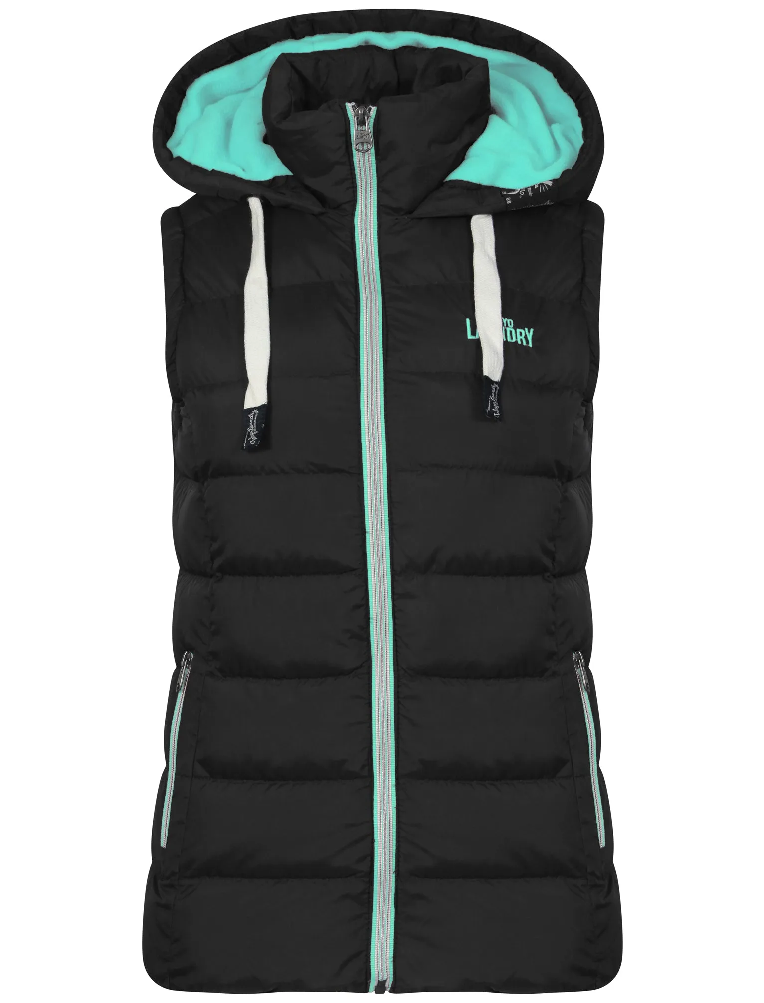 Lottie Fleece Lined Gilet In Black and Blue Radiance - Tokyo Laundry