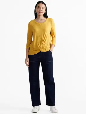 LOV Dark Blue Straight - Fit Mid - Rise Jeans With Belt