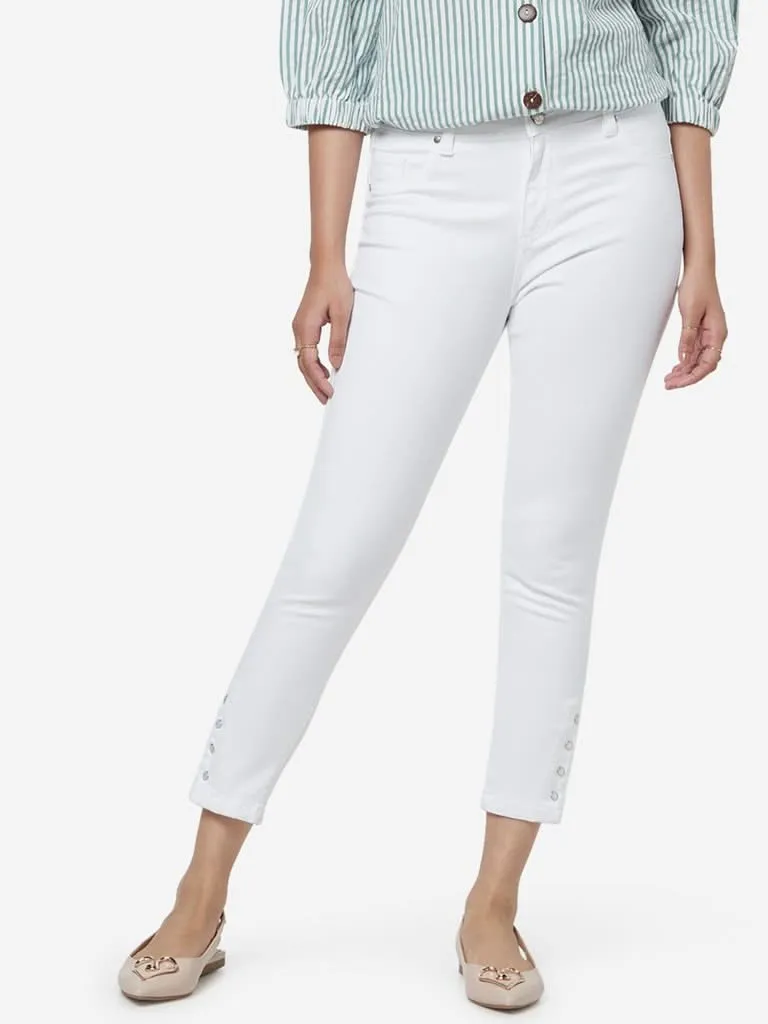 LOV White Cropped Marty Jeans