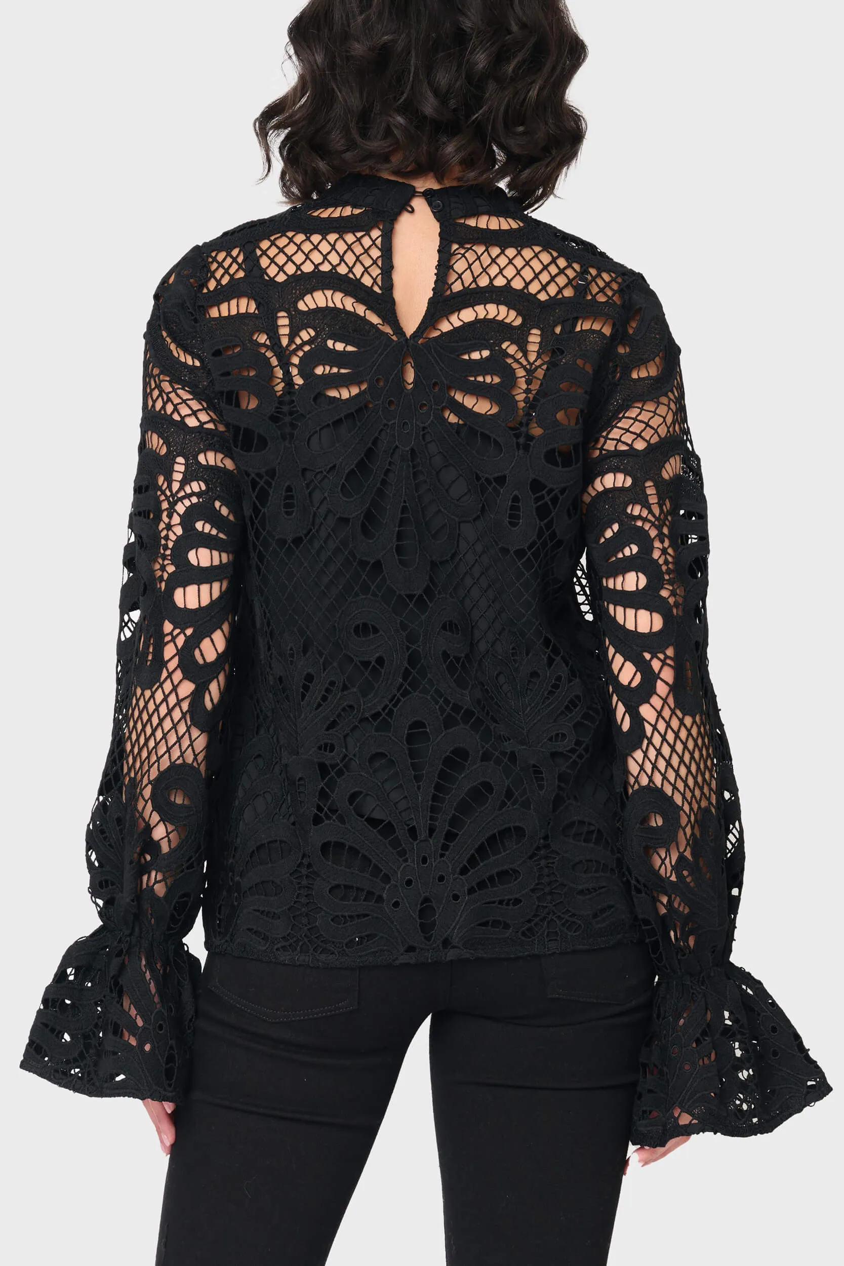 Lovely In Lace Flutter Cuff Blouse