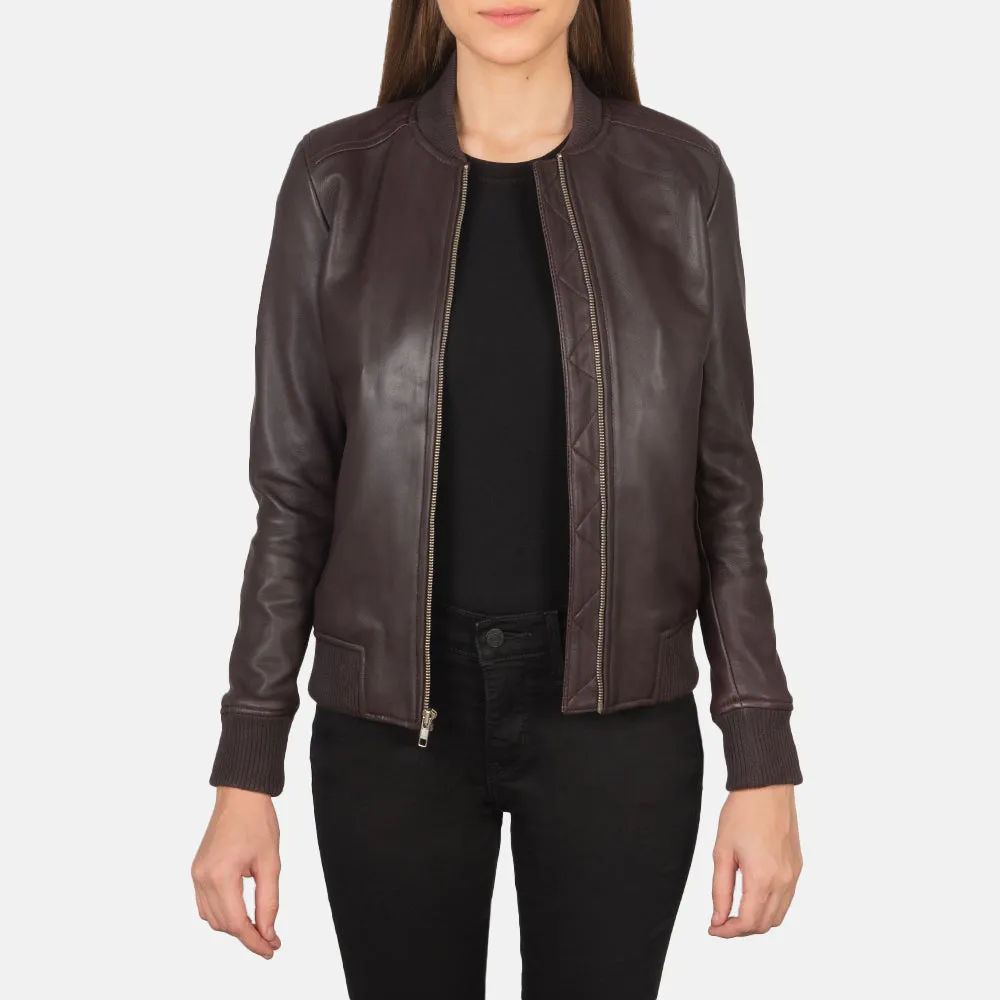 Lucy Maroon Leather Jacket