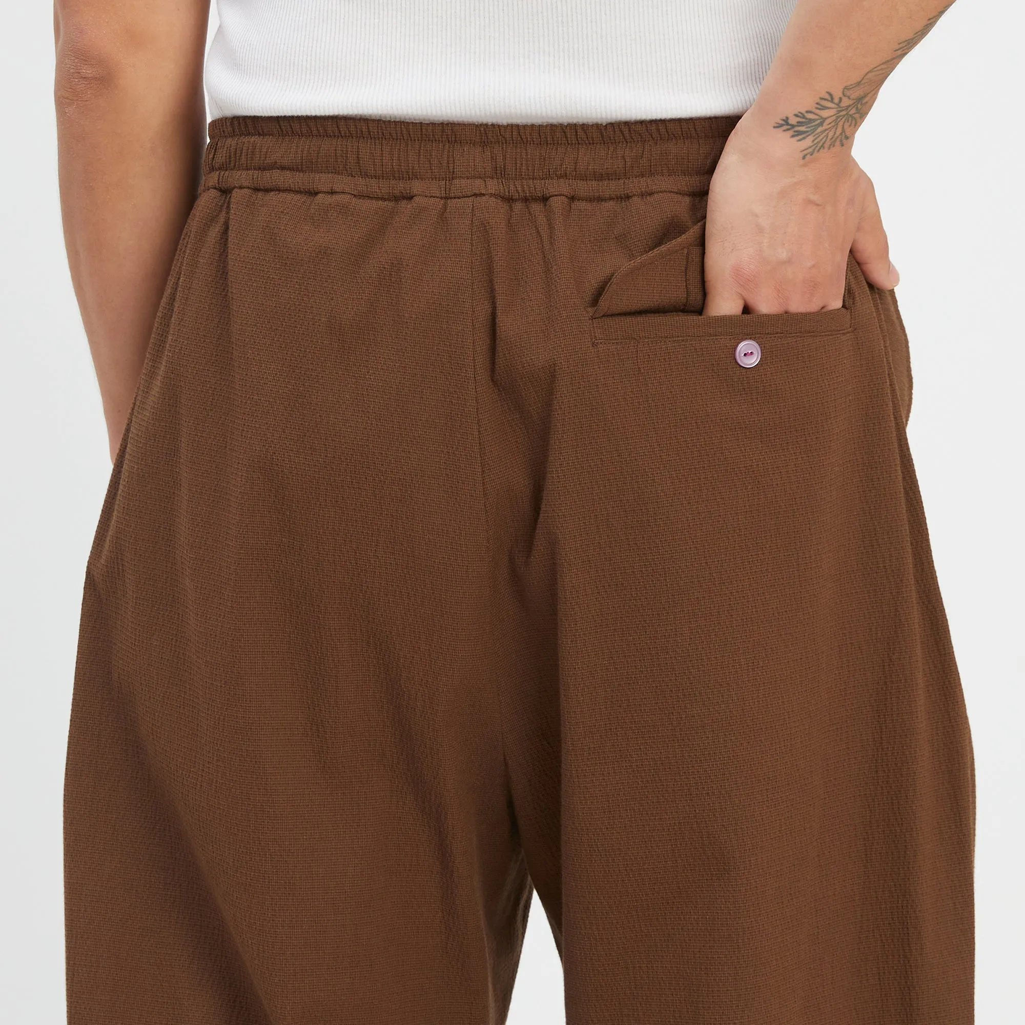 M100 Pant - Brown Puckered Cotton