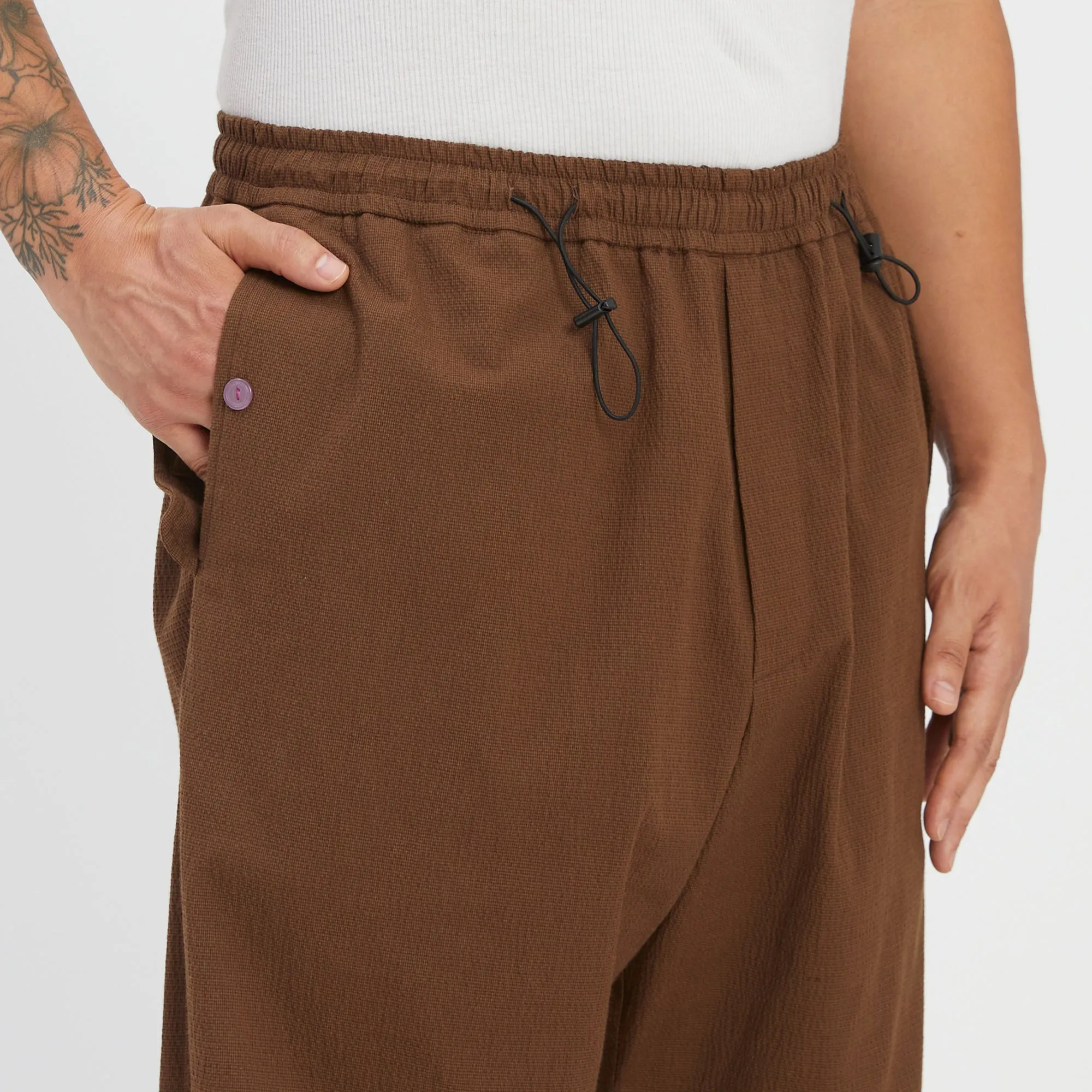 M100 Pant - Brown Puckered Cotton